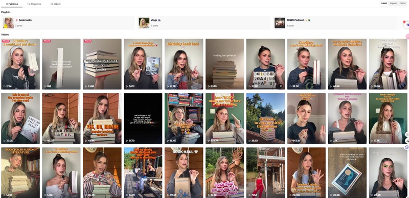 TikTok網紅推廣:美國閱讀書籍文具分享類博主頻道內容