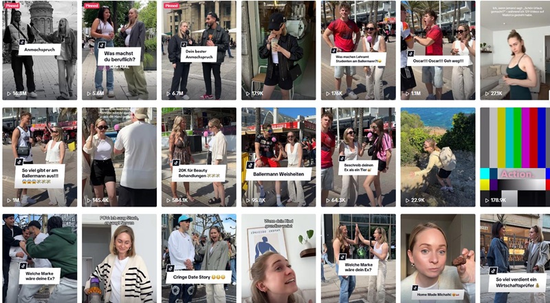 德國街頭采訪類中腰部博主頻道內(nèi)容