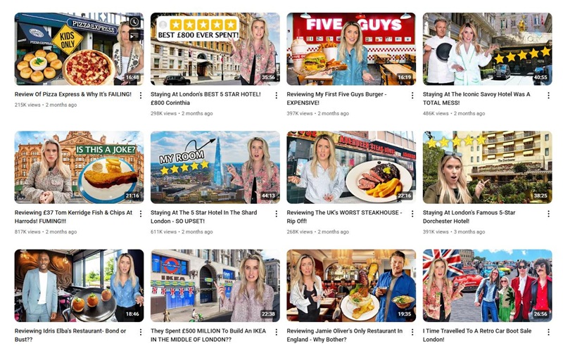 美國旅行探店打卡類海外網(wǎng)紅博主頻道內(nèi)容