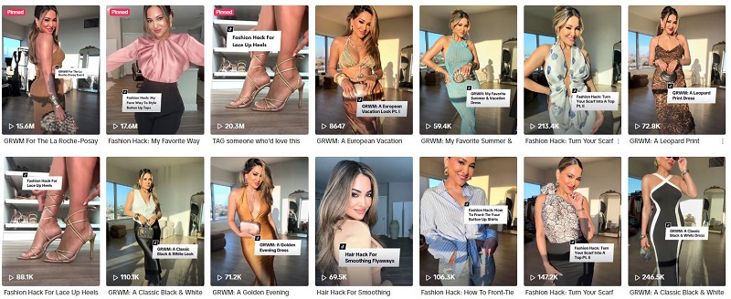 TikTok美國穿搭時尚百萬粉絲女網(wǎng)紅頻道內(nèi)容