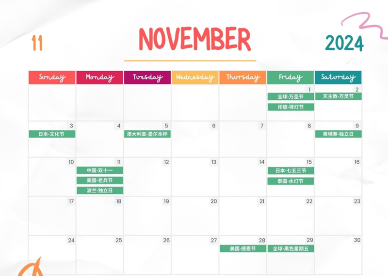 2024年11月海外營銷節(jié)點(diǎn)